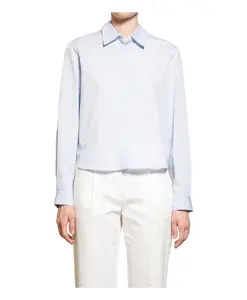 Синяя поплиновая рубашка с вышитой монограммой. The Garment, синий