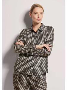 MADELEINE Элегантная блузка-рубашка с воротником и застежкой на пуговицы, черного/карамельного цвета