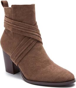 Женские ботильоны CHUUMEE из искусственной замши с перекрестным ремешком, массивным каблуком, острым носком, боковой молнией и высокими каблуками, удобные и стильные, Brown