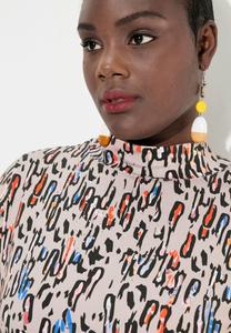 Топ с длинными рукавами ABSTRACT PRINT RHINESTONE DETAIL PIMA Ulla Popken, черный