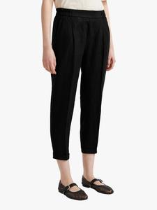 Прямые укороченные брюки из чистого льна Benetton, черный