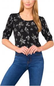 Топ CeCe Scoop Neck Short Sleeve Knit Top, Rich Black