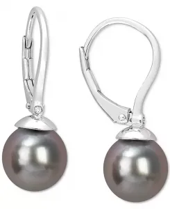 Серьги-Подвески с застежкой-рычагом из культивированного таитянского жемчуга (8 мм) из стерлингового серебра Macy'S, black
