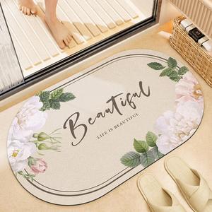 Dajiang Ковер 50х50 см для ванной/спальни с цветочным узором, впитывающий, нескользящий