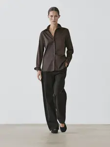 Летящая рубашка в полоску Massimo Dutti, brown