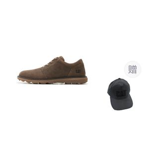 Кожаные дышащие спортивные мужские низкие кроссовки удобные противоскользящие и износостойкие светло-коричневые CAT