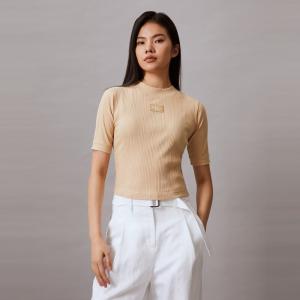 Футболка женская Calvin Klein Jeans с логотипом Hot Girl на правом плече, желтый