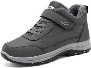 Зимние ботинки для мужчин, снегоступы, теплая обувь для ходьбы, с утеплителем и меховой подкладкой, водонепроницаемые ботинки для активного отдыха на открытом воздухе, противоскользящая, удобная повседневная обувь для холодной погоды Qacksv, серый
