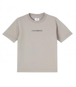 Футболка из хлопкового джерси с логотипом C.P. Company Kids, Taupe Grey