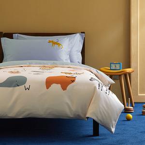 MIDO HOUSE Комплект постельного белья 4 предмета, размер 220x240 см, простыня, цвет Animal Party - Blue