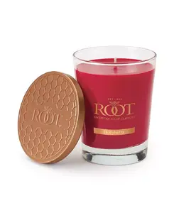 Большая свеча в стеклянной банке с ароматом ягод падуба Root Candles, red