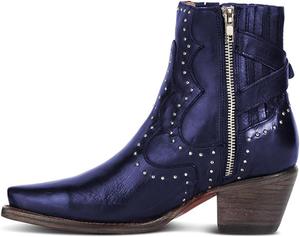 Женские ботильоны FOWT Chelsea с заостренным носком, грубым низким каблуком, заклепками, боковой молнией, повседневная обувь, размеры 4-16 США, Navy