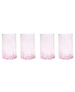 Высокий стакан с рифленым краем, набор из 4 шт. Jeanne Fitz, pink