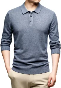 Мужской вязаный поло свитер с отложным воротником Ownwfeat