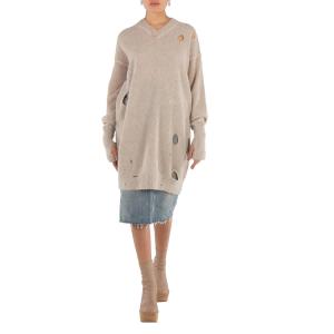 MM6 Женский бежевый свитер с эффектом потертости
