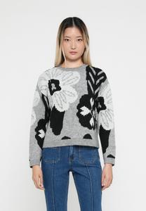 Джемпер ONLY ONLJADE FLOWER O NECK , Light Grey Melange/White/Black /Mottled Light Grey