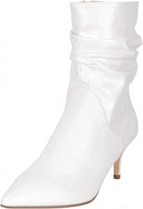 Женские элегантные свободные ботильоны FSJ с заостренным закрытым носком, низким каблуком-«котенком», короткие кожаные ботинки с боковой молнией, для офиса, вечеринок и выпускных, на осень и зиму, размеры 4-15 US, White