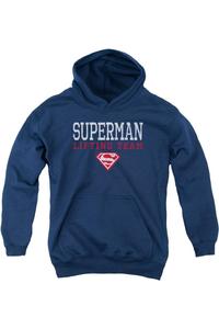 Детская толстовка с капюшоном Superman Lifting Team Gildan, темно-синий
