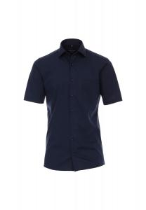 Мужская деловая рубашка с короткими рукавами, однотонная, современного кроя CASAMODA, темно-синий