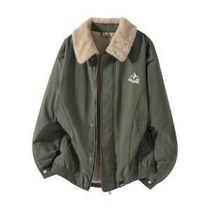 Вельветовая куртка Unisex с меховым воротником, утепленная и на флисе Jeep, p75jmwj659 зеленый