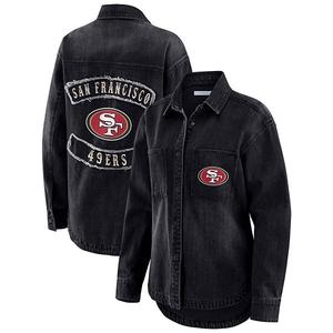 Женская черная куртка-рубашка denim oversize San Francisco 49ers Wear By Erin Andrews