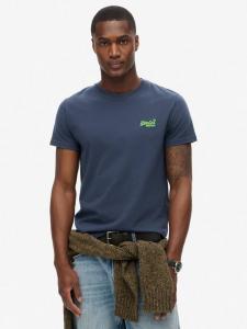 Футболка Slim Fit с круглым вырезом из хлопка Superdry, Navy/Fluro Lime