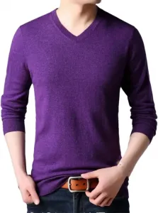Мужской шерстяной свитер V-образным вырезом