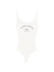 Рифленое боди с логотипом Elisabetta Franchi, белый