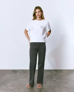 Женские прямые брюки с звездами Brownie, темно-зеленый