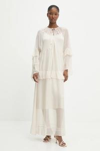 Платье с шелком Answear.Lab, бежевый