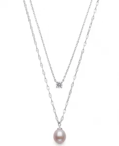 Ожерелье из стерлингового серебра с каплевидным жемчугом нежно-розового цвета (8-9 мм) и выращенными в лаборатории сапфирами Belle De Mer, pink