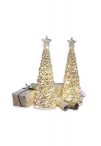 Набор декоративных ёлок из 2 блесток, серебристый/прозрачный Loberon, серебро/прозрачный