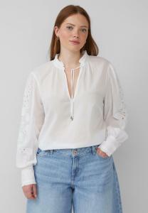 Блуза QS LEICHTE MIT STICKEREI AM ÄRMEL, Weiß/White