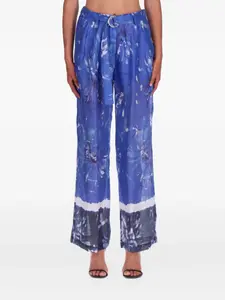 Брюки с ремнем и цветочным принтом Ermanno Firenze, синий