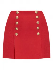 Юбка мини из вирджинской шерсти BALMAIN, красный