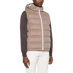 Пуховая жилетка с капюшоном Brunello Cucinelli, хаки