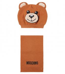 Шапка и шарф с логотипом Moschino Kids, Marrone Orsetto
