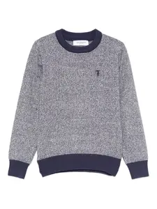 Джемпер с круглым вырезом и крапчатым узором TRUSSARDI JUNIOR, синий