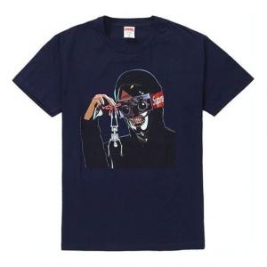 Футболка ss19 creeper tee navy frankenstein printing short sleeve navy blue Supreme, синий