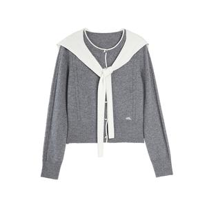 ELLE Свитер Women's Medium Gray Crew Neck Moderate