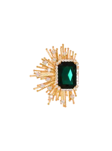 Брошь с драгоценными стразами и кристаллами Balmain, зеленый