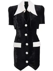 Платье строгого кроя с короткими рукавами Balmain, черный