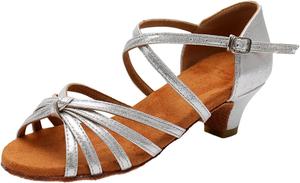 Женская модная обувь с мягкой подошвой, удобная, противоскользящая, для латиноамериканских танцев, низкий каблук, размер 6,5 Generic, серебро