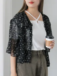 Блузка с цветочным принтом и оборками