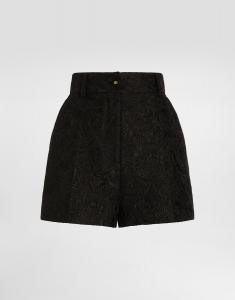 Стеганые шорты из жаккарда с цветочным узором и логотипом dg Dolce & Gabbana, черный
