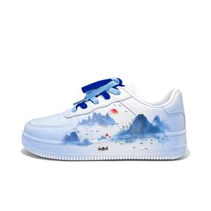 WARRIOR Скользоустойчивые легкие дышащие низкие скейтерские кроссовки унисекс бело-голубые, цвет White Blue