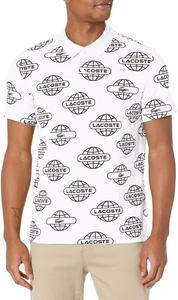 Lacoste мужская сезонная короткая рукавка Regular Fit All Over Print поло, White/Black