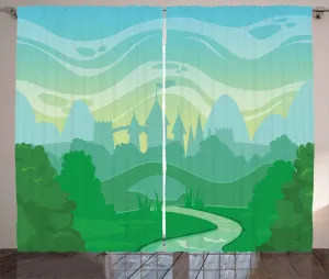 Штора ABAKUHAUS "Сказочная сказка в деревенском стиле", "Утро фантазий", присборенная штора из тесьмы для спальни с петлями и крючками, 280 x 245 см, светло-зеленый папоротник Abakuhaus