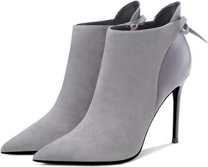 Женские ботильоны YDN с заостренным носком, на высоком каблуке-стилет, с боковой молнией и бантиком, туфли для платья и официального наряда, размеры 4-15 US, Grey