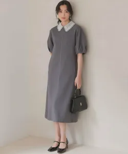 Платье из французской махровой ткани с кружевным воротником (двустороннее) Suite L, цвет Charcoal Gray [004]